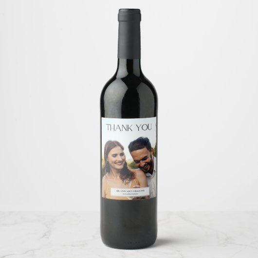 Elegant Foto: Bedankt voor je huwelijk Wijn Etiket (Voorkant)