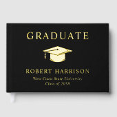 Elegant Foto Black Graduparty Gastenboek (Voorkant)