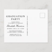 Elegant Foto Black Graduparty Uitnodiging Briefkaart (Achterkant)
