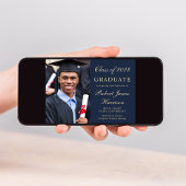 Elegant Foto Blue College Graduparty Kaart