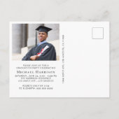 Elegant Foto Blue College Graduparty Uitnodiging Briefkaart (Achterkant)