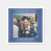 Elegant Foto Blue & Gold Modern Graduparty Servet (Voorkant)