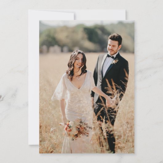 Elegant Foto Bride & Groom Wedding Kaart (Achterkant)