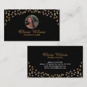 Elegant foto Bruin Glitter Black Modern Visitekaartje (Voorkant / Achterkant)