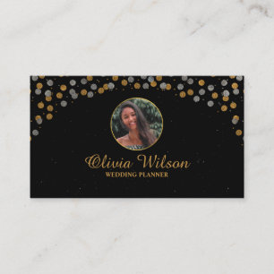 Elegant foto Bruin Glitter Black Modern Visitekaartje