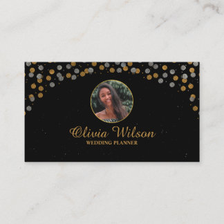 Elegant foto Bruin Glitter Black Modern Visitekaartje