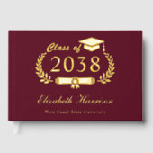 Elegant Foto Burgundy Graduation Party Gastenboek (Voorkant)