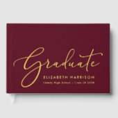 Elegant Foto Burgundy Graduation Party Gastenboek (Voorkant)