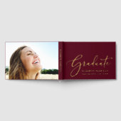 Elegant Foto Burgundy Graduation Party Gastenboek (Volledig)