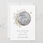 Elegant Foto Celestial Moon and Stars Wedding Save The Date (Voorkant)