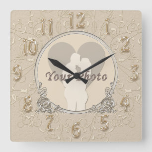 Elegant FOTO Clock Wedding and Jubileum Gifts Vierkante Klok