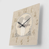 Elegant FOTO Clock Wedding and Jubileum Gifts Vierkante Klok (Hoek)