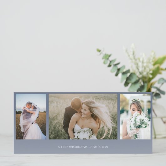Elegant Foto Collage Blue Wedding Hartelijk dank (Staand voorkant)