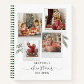 Elegant Foto Collage Grandma's Kerstrecept Notitieboek (Voorkant)