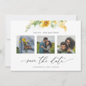 Elegant Foto Collage Yellow Floral Wedding Save The Date (Voorkant)