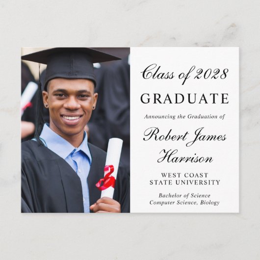 Elegant Foto College Graduation Party Uitnodiging Briefkaart (Voorkant)