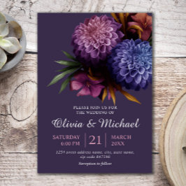 Elegant Foto Dahlia Minimalist Wedding Invitation Kaart