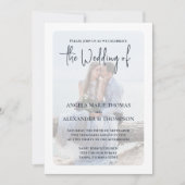 Elegant foto Eenvoudige QR-code RSVP Dusty Grey Kaart (Voorkant)