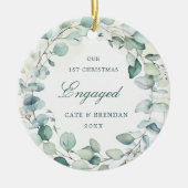 Elegant Foto Eucalyptus Greenery Wreath Engaged Keramisch Ornament (Voorkant)