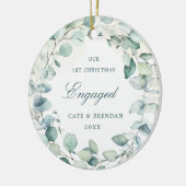 Elegant Foto Eucalyptus Greenery Wreath Engaged Keramisch Ornament (Links)
