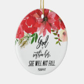 Elegant Foto God zit in haar kerstflora Keramisch Ornament (Rechts)