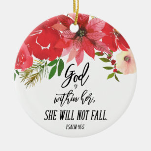 Elegant Foto God zit in haar kerstflora Keramisch Ornament