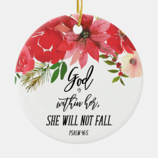 Elegant Foto God zit in haar kerstflora Keramisch Ornament