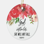 Elegant Foto God zit in haar kerstflora Keramisch Ornament (Links)