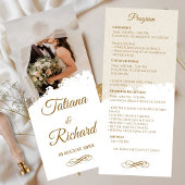 Elegant Foto & Gouden Script Huwelijksprogramma Programmakaart