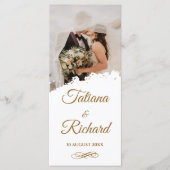 Elegant Foto & Gouden Script Huwelijksprogramma Programmakaart (Voorkant)