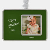 Elegant Foto Green Background Framed Ornament (Voorkant)