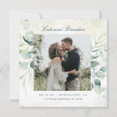 Elegant Foto Greenery Eucalyptus Wedding Save The Date (Voorkant)