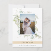 Elegant Foto Greenery Wedding Beige Tan Hartelijk  Bedankkaart (Voorkant)