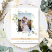 Elegant Foto Greenery Wedding Beige Tan Hartelijk  Bedankkaart