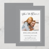 Elegant Foto grijs White Save the Date Verloving (Voorkant / Achterkant)
