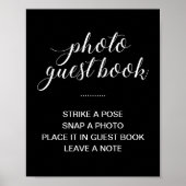 Elegant Foto Guest Book Black Weduwen Sign Poster (Voorkant)