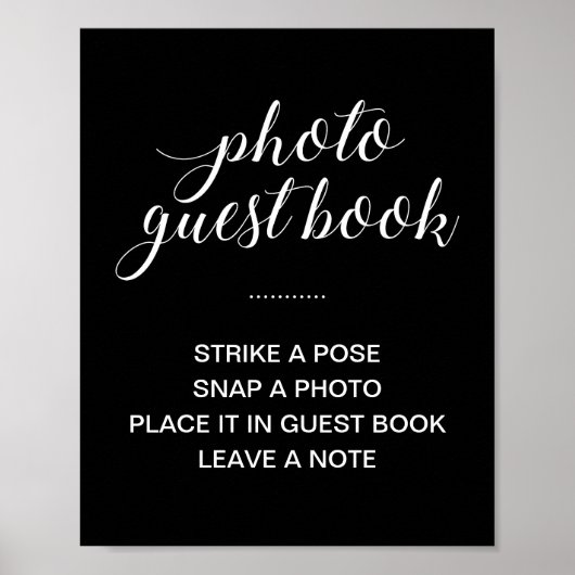 Elegant Foto Guest Book Black Weduwen Sign Poster (Voorkant)
