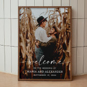 Elegant foto huwelijks welkomstbord. Modern script Poster