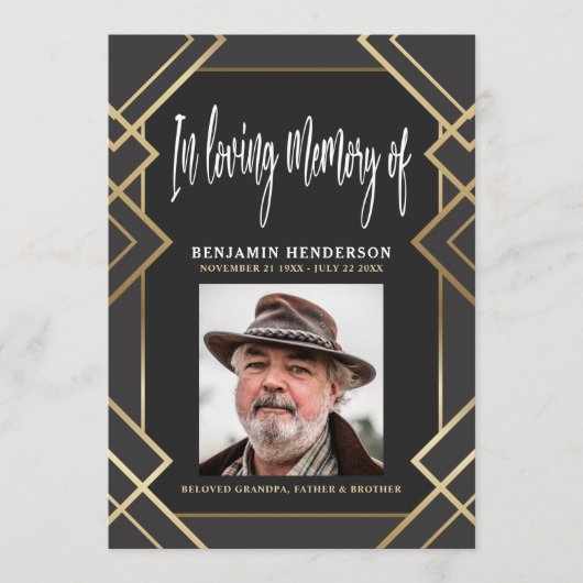 Elegant foto in het liefhebben van geheugen begraf programmakaart (Voorkant)