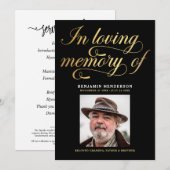 Elegant foto in het liefhebben van geheugen begraf programmakaart (Voorkant / Achterkant)