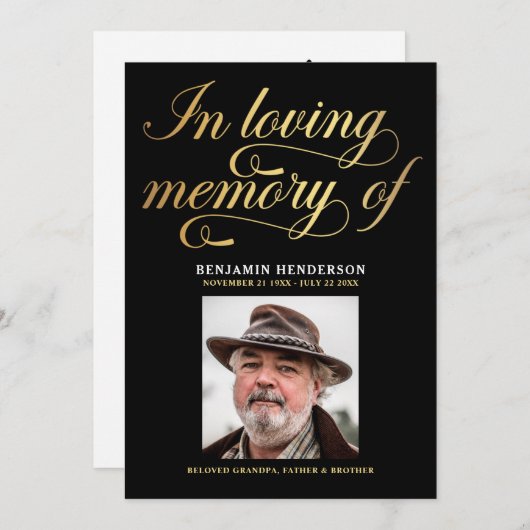 Elegant foto in het liefhebben van geheugen begraf programmakaart (Voorkant / Achterkant)