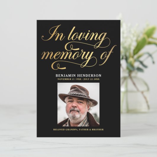 Elegant foto in het liefhebben van geheugen begraf programmakaart (Staand voorkant)
