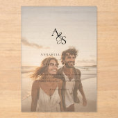 Elegant, foto, klassiek, monogram, bruiloft acryl uitnodigingen (Voorkant)
