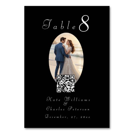 Elegant Foto lijst QR Code Tafel Kaart (Voorkant)