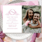 Elegant Foto Mauve Pink Monogram Weddenschap Save The Date
