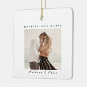 Elegant foto met kerstmis Modern Merry & Married Keramisch Ornament (Links)