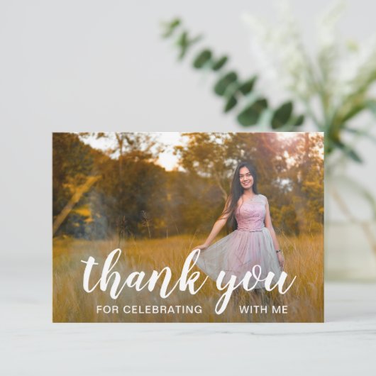 Elegant Foto Modern Afstuderen Bedankkaart (Staand voorkant)