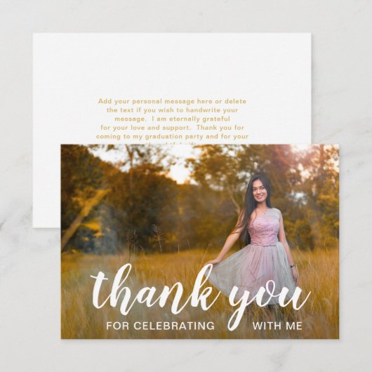 Elegant Foto Modern Afstuderen Bedankkaart (Voorkant / Achterkant)