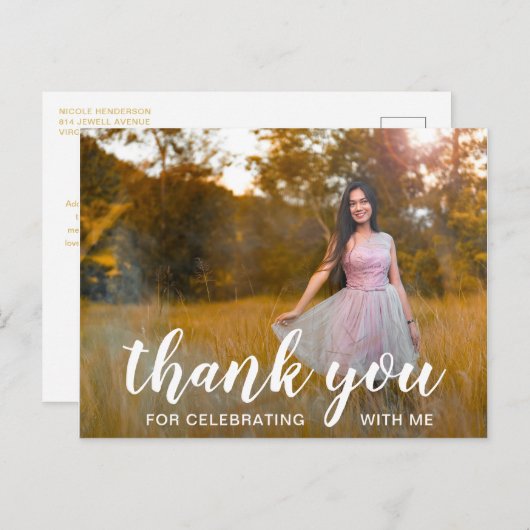 Elegant Foto Modern Afstuderen Briefkaart (Voorkant / Achterkant)