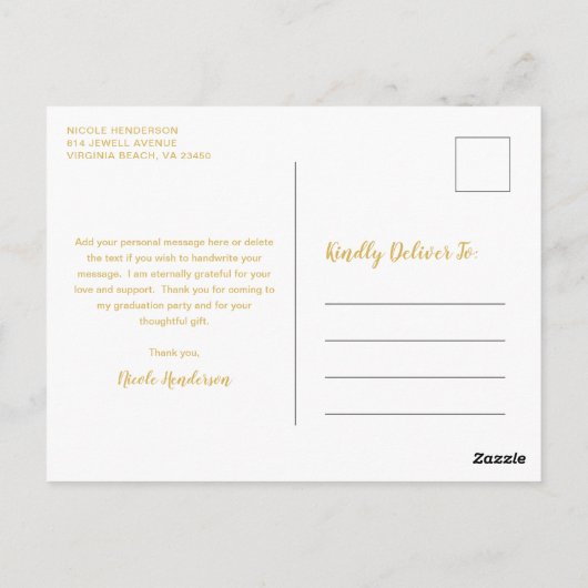 Elegant Foto Modern Afstuderen Briefkaart (Achterkant)